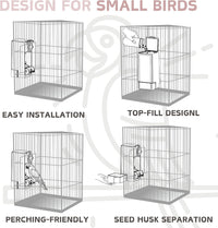 Automatic Bird Feeder, Bird Cage Feeder with Perch for Parakeet Canary Cockatiel Finch – Essentials for Birds - Pink - image 3