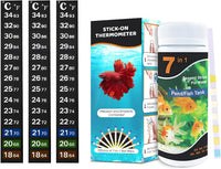 SunGrow Betta Fish Tank Thermometer Stick On - 100 Strips + 3 Thermometers