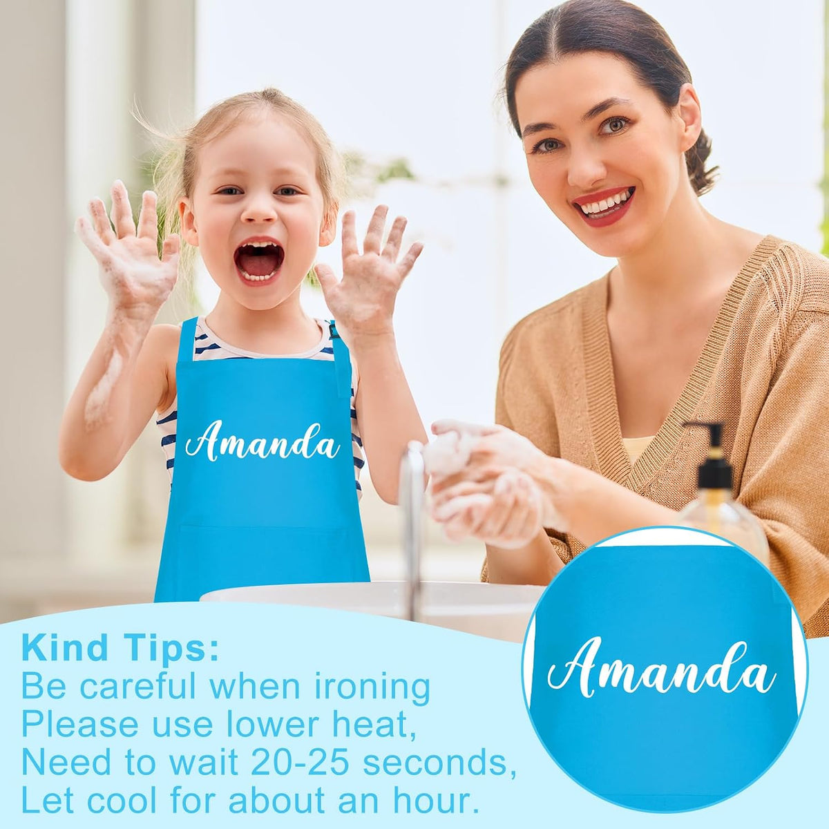 5 Pack Kids Apron Adjustable Children Apron with 2 Pockets Children - Blue / 10 - image 4