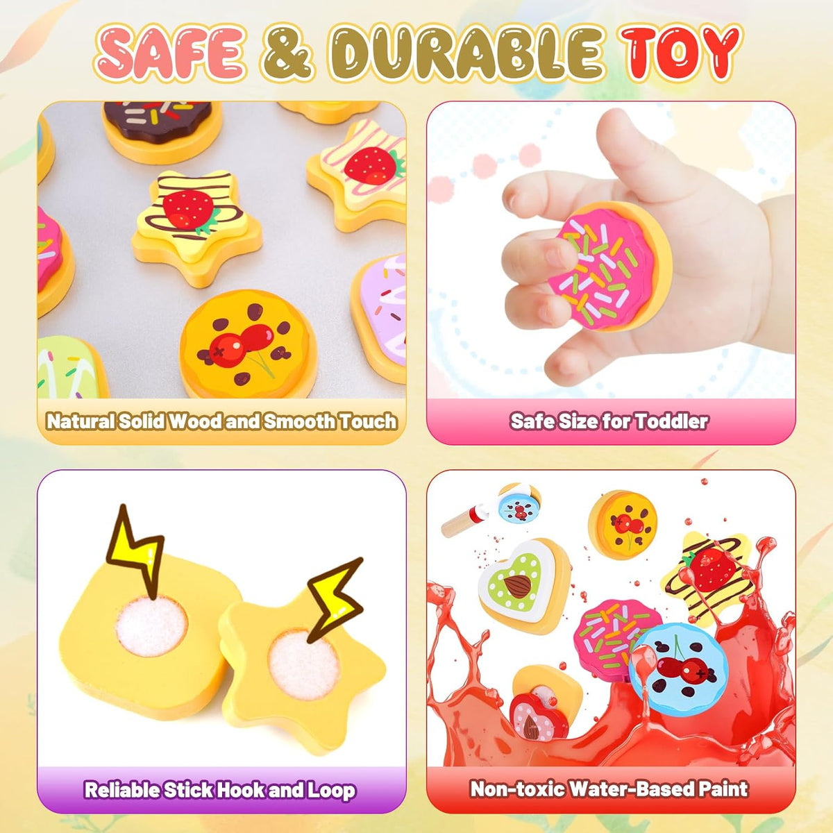 Slice and Bake Wooden Cookie Play Food Set for Kids Kitchen - Cookie A - image 2