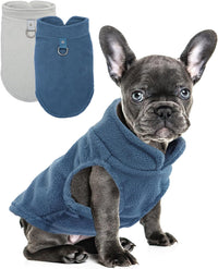 2 Pieces Fleece Dog Sweater Vest Winter Warm Dog Clothes for Small - cyan blue,grey / Small(4-6lbs)