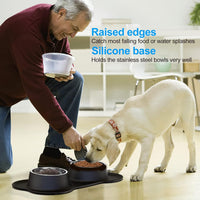 Dog Bowls Stainless Steel Bowls with No Spill Skid Resistant Silicone - Large/38oz each - image 4