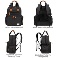 Modoker Dog Travel Bag, Airline Approved Backpack for Pet Accessories Organizer, Tote Weekend Bag with 2 Dog Food Storage Containers, 2 Collapsible Bowls, 1 Pet Mat, Black
