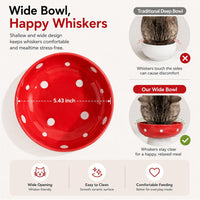 Red Mushroom Cat Bowl, Elevated Ceramic Bowl for Cats – Essentials for Cats - Red - image 4