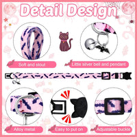 8 Pcs Halloween Cat Collars Breakaway with Bell - Pink Halloween - image 2