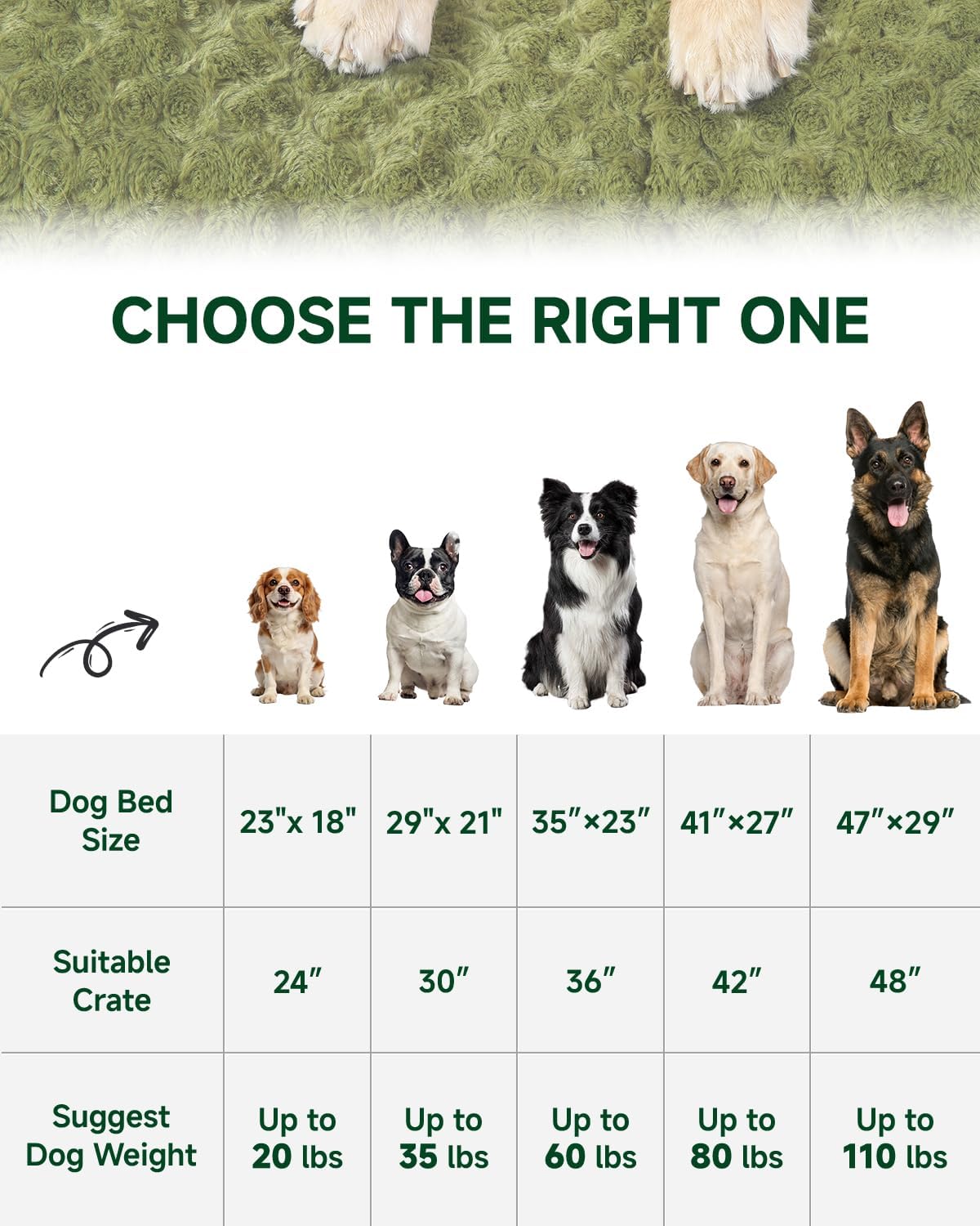 KSIIA Washable Dog Bed Medium Size Dog Crate Bed Plush Pet Mat - Green / 29.0"L x 21.0"W x 3.0"Th - image 3