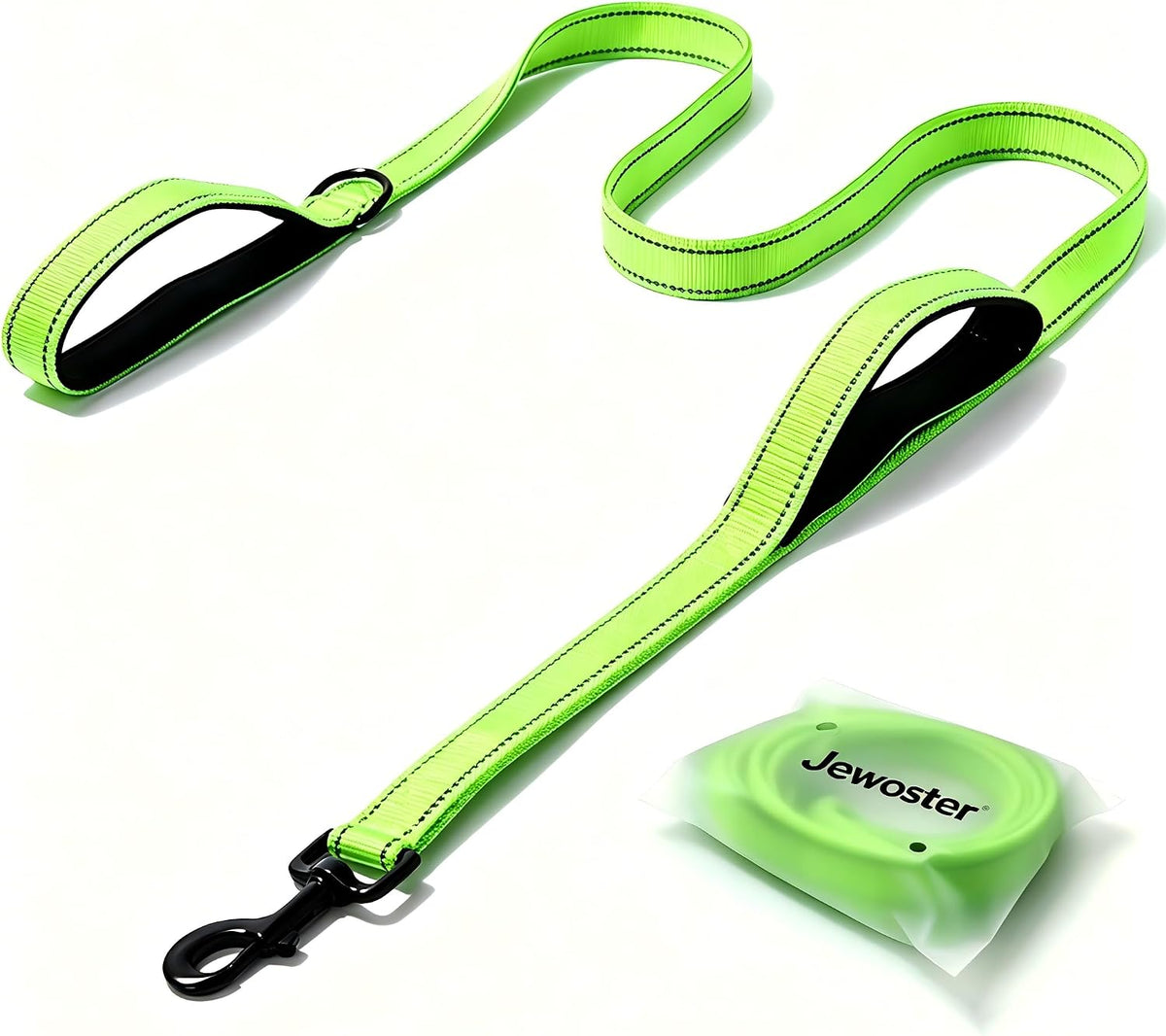 Heavy Duty Dog Leash - 2 Handles by Padded Traffic Handle for Extra Control, 6foot Long - Perfect - 6 ft / Bright Green