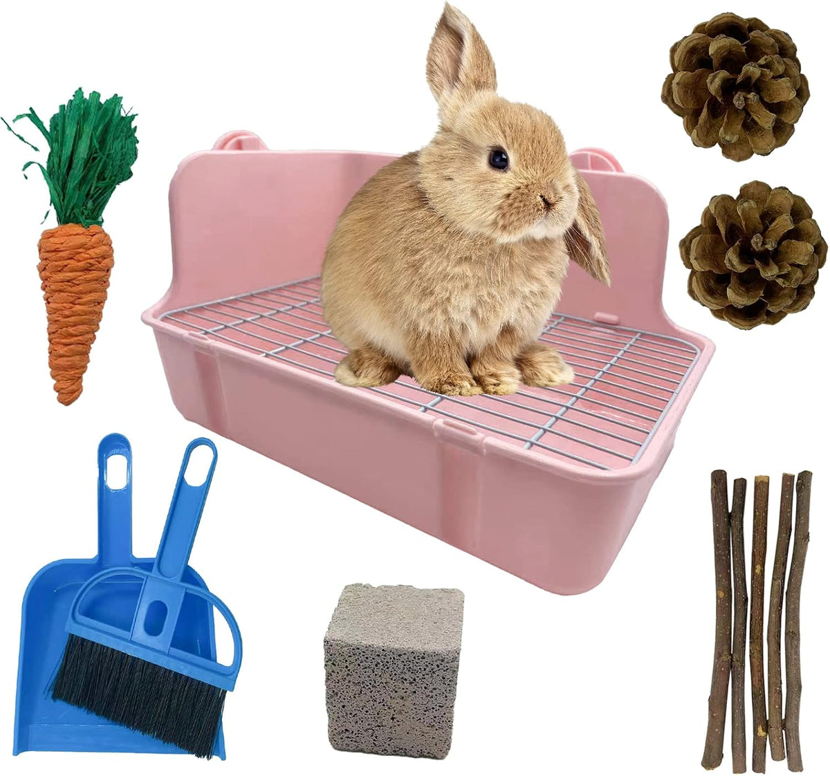 11Pcs Rabbit Litter Box Toilet - Pink