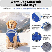 Dog Winter Jacket Cozy Reflective Waterproof Windproof Warm Pet - Small / Blue White Stripes - image 3