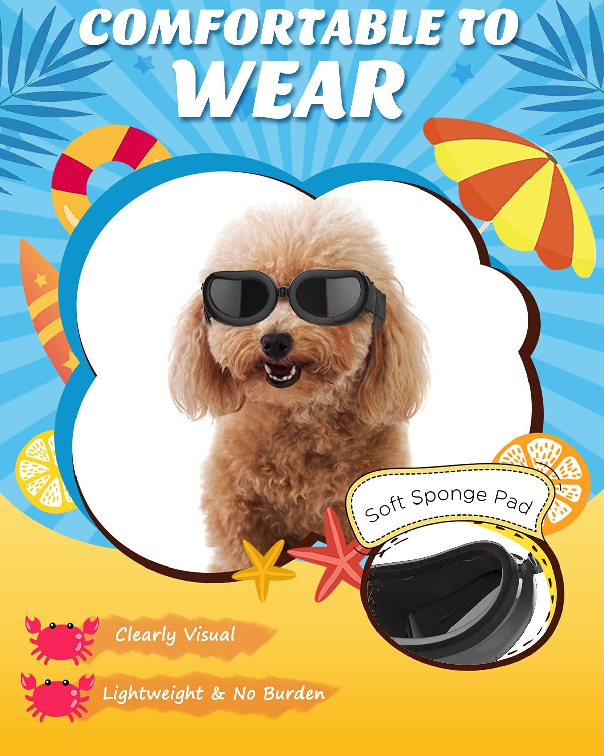 Lewondr Small Dog Sunglasses UV Protection Heart Shape Dogs Goggles - Black / Solid - image 3