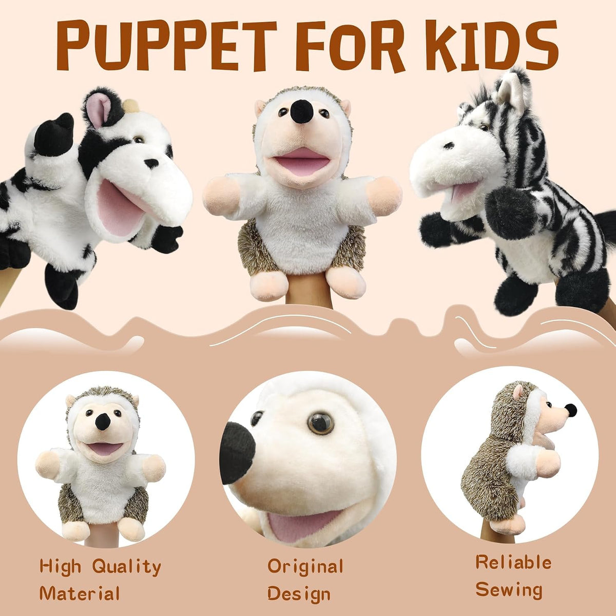 okegztoa 10 inch brown bear hand puppet with movable mouth and arms - view 32