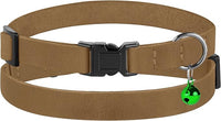 Breakaway Cat Collar Leather with Removable Bell - 13 Colors Available - Soft Adjustable Girl Boy Safety Lightweight Pet Kitten Collars Pink Brown Blue Green Red Orange Black (Brown)