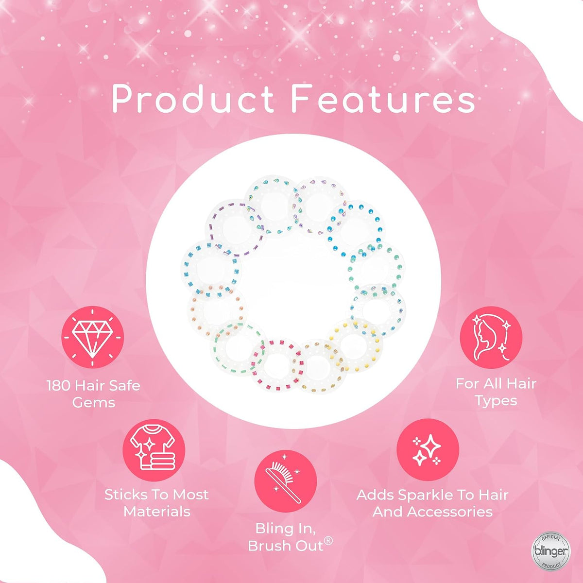 Blinger Glimmer Collection refill pack with 180 colorful gems on refill discs - view 5