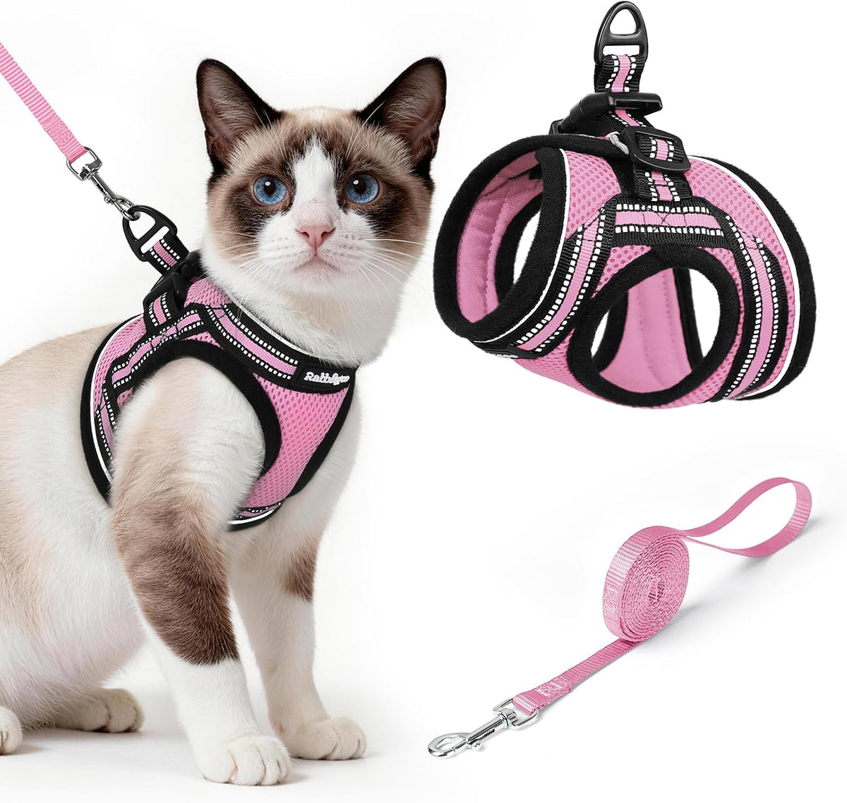 rabbitgoo Cat Harness and Leash Set, Step-in Soft Vest - L / Pink