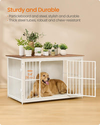 Feandrea 38" Dog Crate Furniture - Rustic White + Honey Brown / 48.0"L x 29.0"W x 29.0"H - image 3