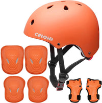 Kids Bike Skateboard Helmet Pad Set - S(18"-20.5"/ 2 -7years) / Orange