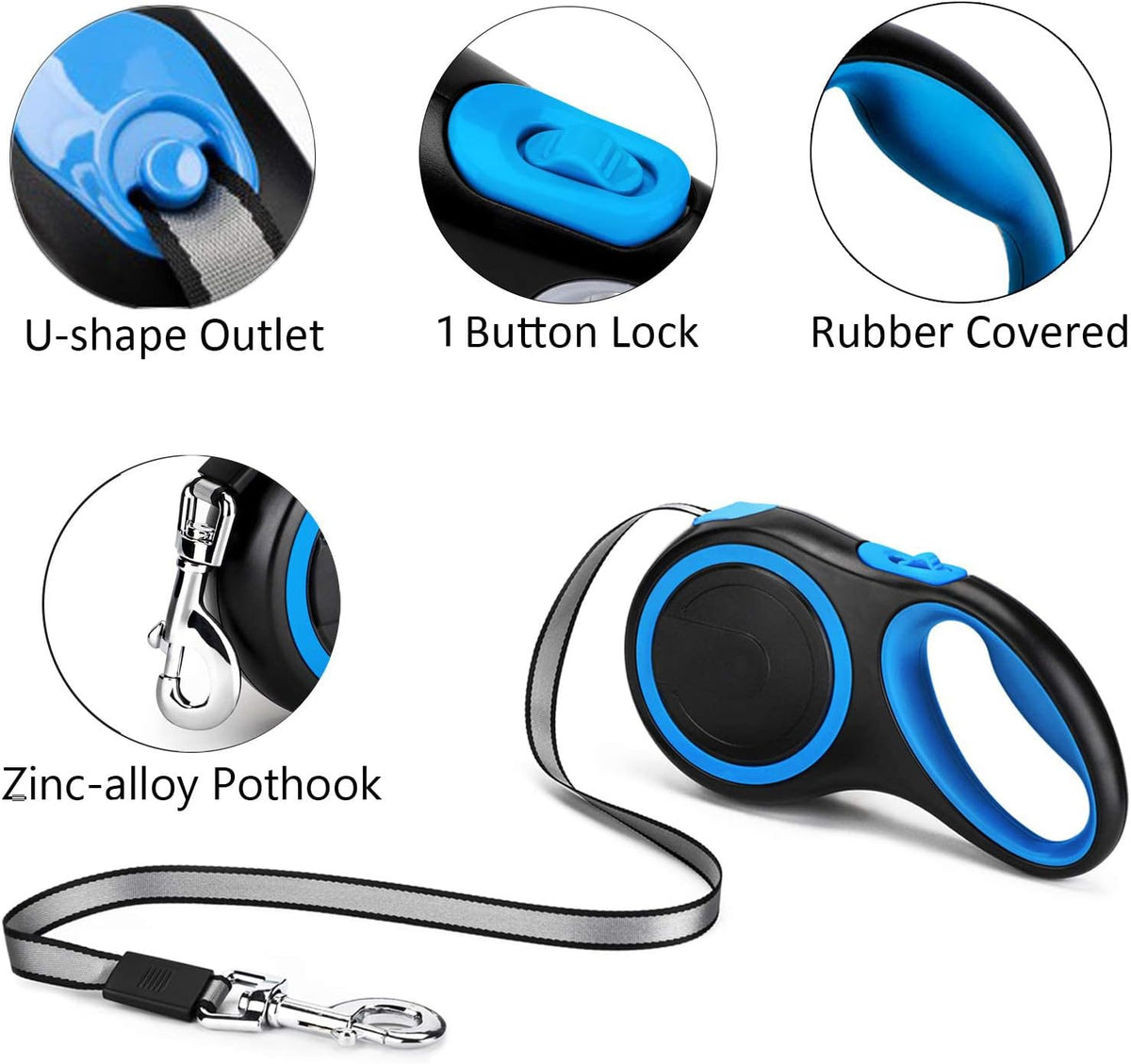 Segarty 26ft Dog Leash Retractable - Blue / 26ft(up to 110 lbs) - image 2