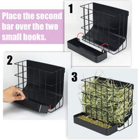 2PCS Rabbit Hay Feeder Guinea Pig Hay Feeder with Heavy-Duty Metal - Large / Black - image 3
