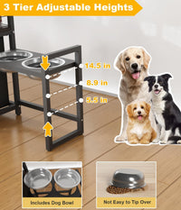 30.6Long x 26.2 High Elevated Dog Bowl Stand with Storage - Black - image 4