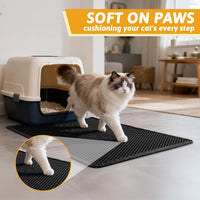 Pieviev Cat Litter Mat, Double-Layer Waterproof Litter Trap - Black / 30x24 Inch - image 4