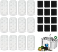 APAUK Cat Water Fountain Stainless Steel - Repleacement 12 Filters + 12 Sponges