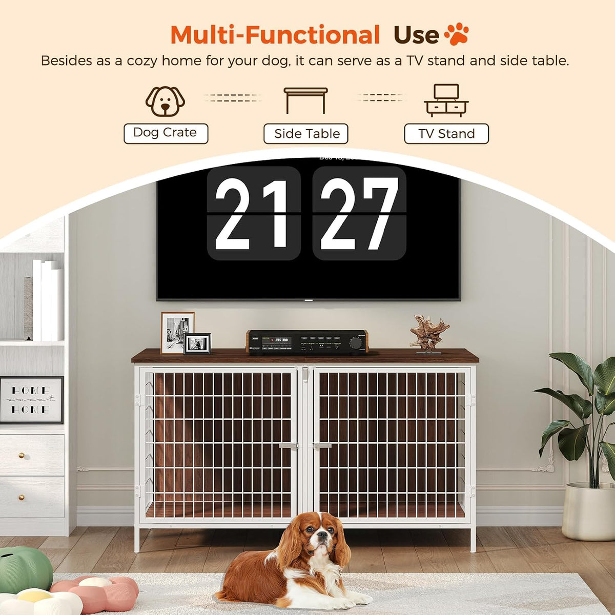 MAHANCRIS wooden double dog crate furniture with removable divider - view 4