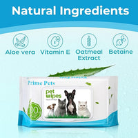 PrimePets Dog Grooming Wipes, 600 Count, 6x8 Inch Deodorizing Wipes for Dogs & Cats, 100% Fragrance Free, Natural Pet Wipes for Cleaning Face Bum Eyes Ears Paws Teeth, Dog Wipes