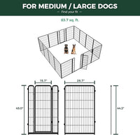FXW Homeplus Unleashed Indoor Dog Playpen - Stress-Free and Safe Play, Heavy Duty 45 Inch 16 Wire Panels Dog Pen for Large Dogs, Black│Patented