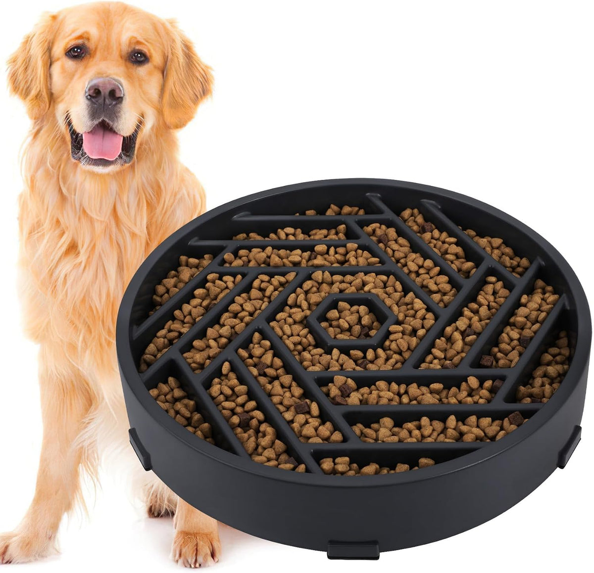 TOBYTO Slow Feeder Dog Bowls Large Medium Breed - Black