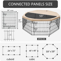 Foldable Metal Dog Exercise Pen/Pet Puppy Playpen Kennels Yard Fence - Tan / 36''H / Playpen+Top Cover - image 2
