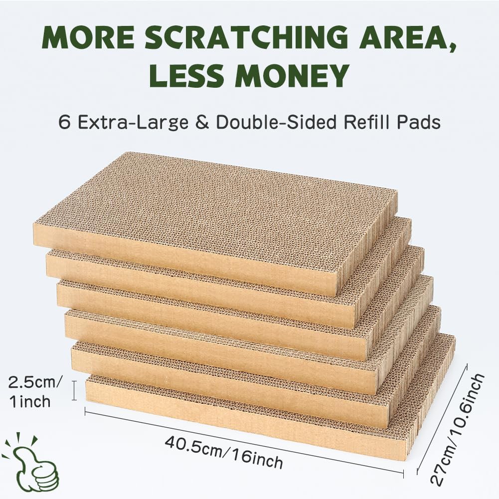 ARGOPET Cat Cardboard House with 2 PCS Scratching Pads – Essentials for Cats - Standard: 1 Box, 6 Pads - image 2