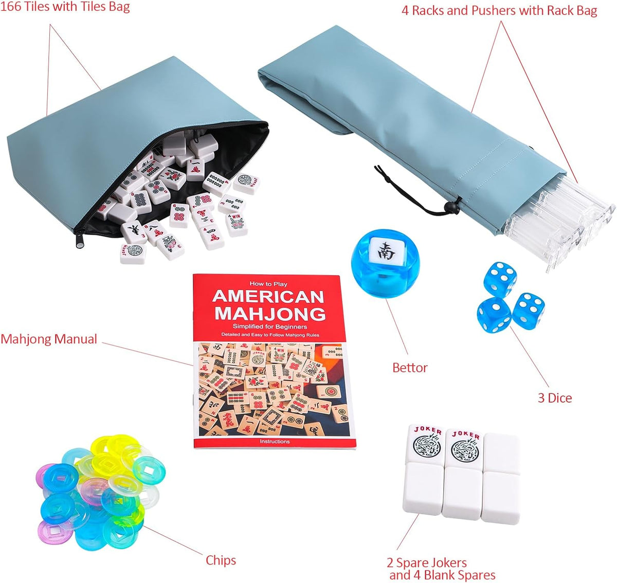 Jongyance American Mahjong Set with Blue Carrying Bag - Lgiht Blue - image 2