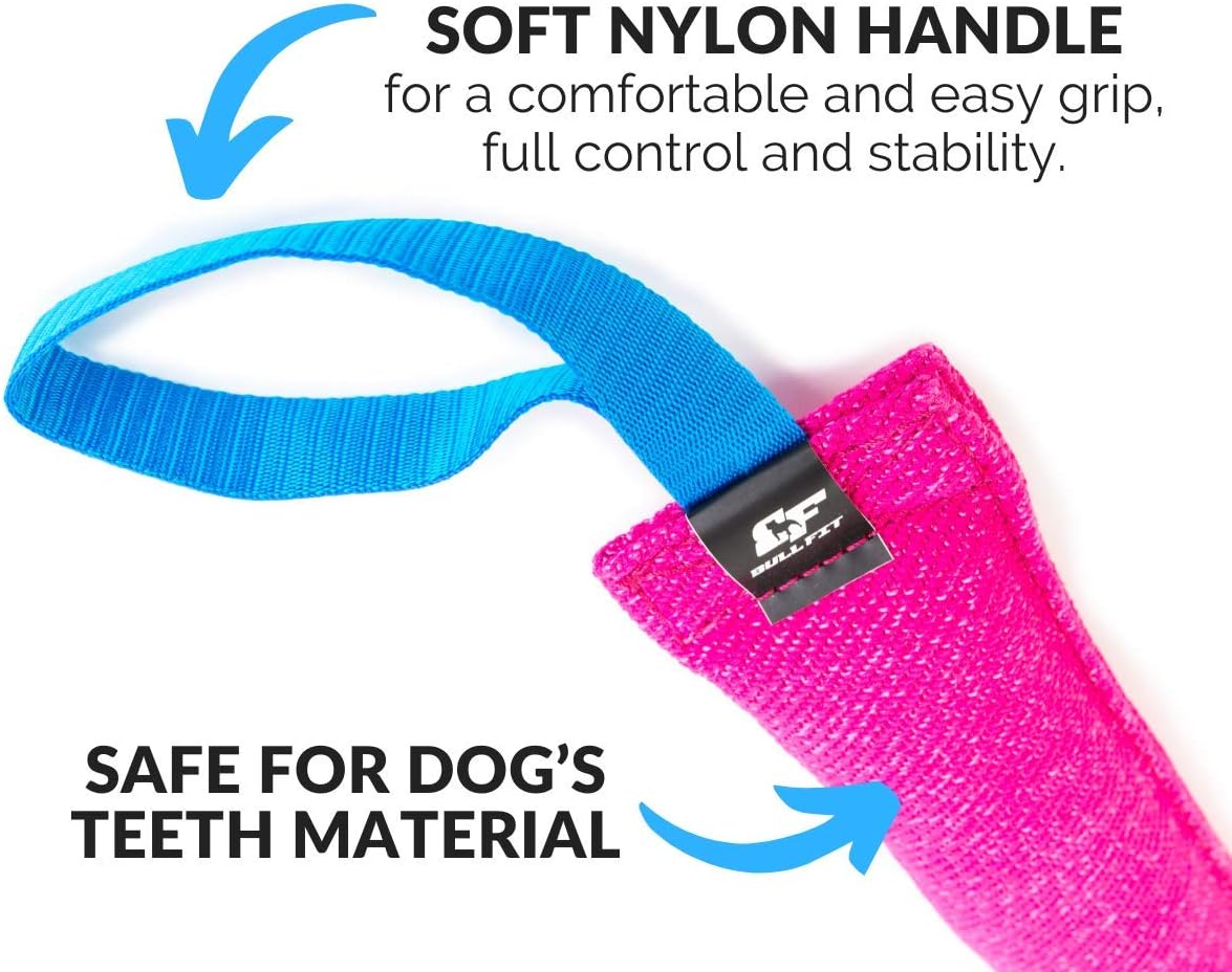 Bull Fit K9 Dog Bite Tug Toy with 2 Strong Handles - Pink - image 2