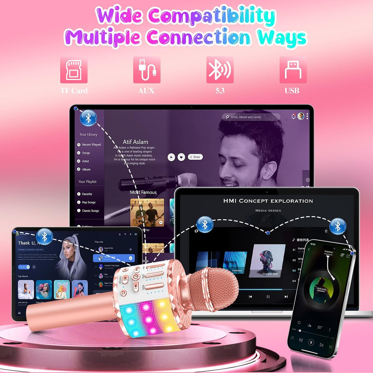 Karaoke Microphone Toys for Kids - Rose Gold - image 3