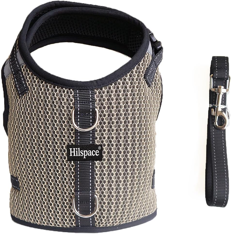 Mini Dachshund Harness, No Armpit Rub, Escape Proof, Reflective - Khaki / M: Chest 42-52cm (16.5"-20.5") - image 2