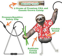 Meowijuana Jump 'n' Jamb Door Hanging Cat Toy | Sloth | Refillable Interactive Catnip Toy | Promotes Play and Cat Health | Includes Potent Catnip Grown in North America