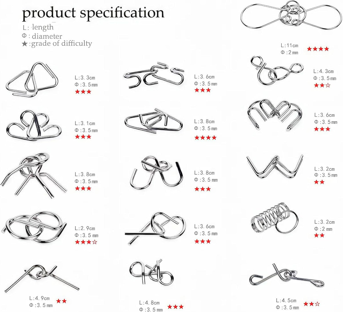 Metal Wire Puzzle Set of 24 with Pouch – Fun for Kids & Family - image 2