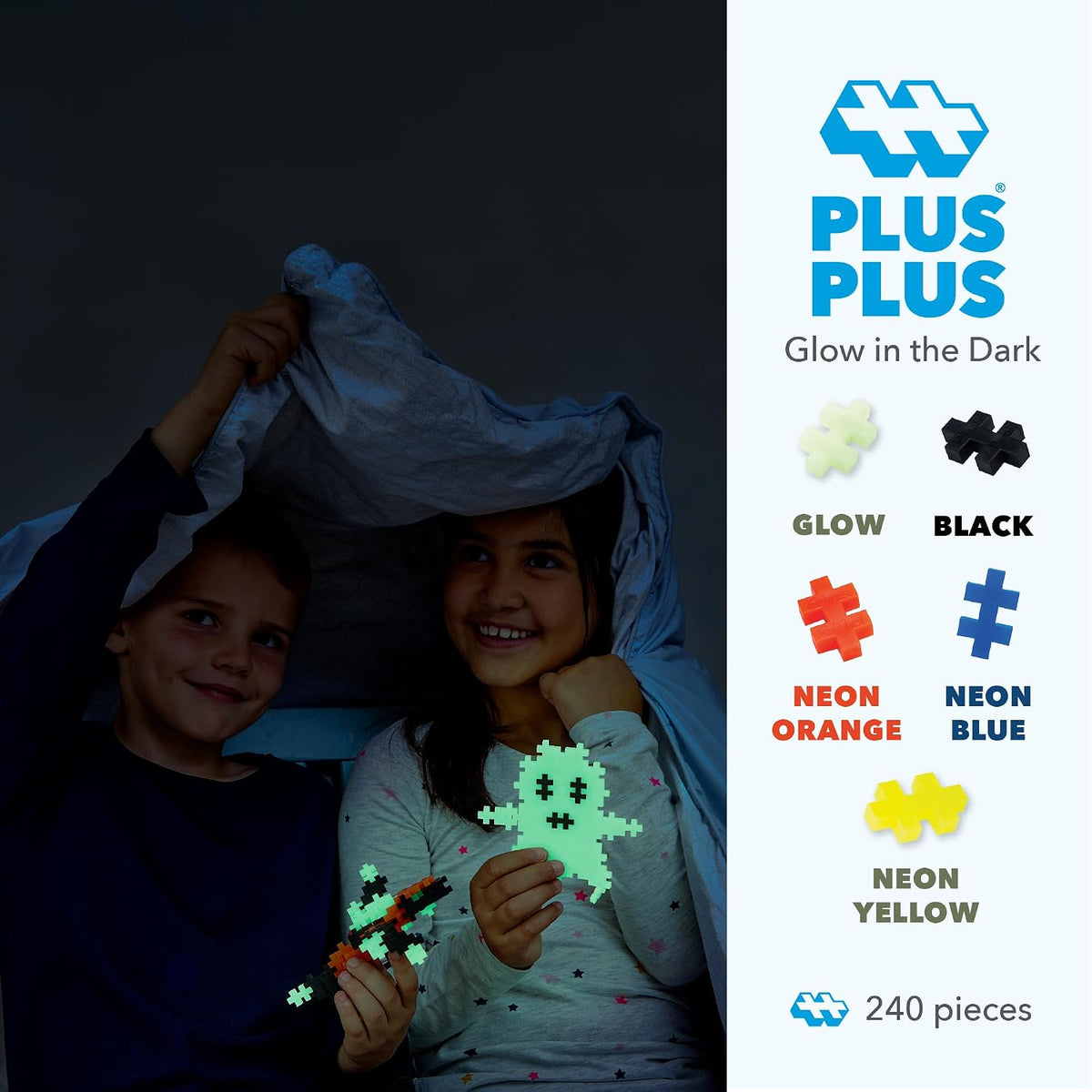 PLUS 240 Piece Glow in the Dark Mix, Mini Waffle Blocks - Glow in The Dark Mix - image 3