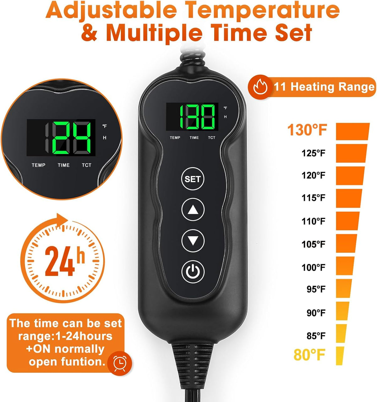 Heated Cat Bed, Waterproof Cat Heating Pad with Timer Temperature Adjustable, Indoor Heated - Brown / X-Large(47"x28") - image 2