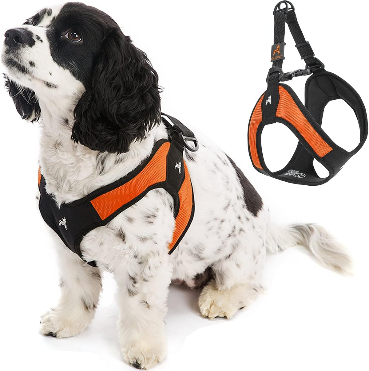 Gooby Escape Free Easy Fit Dog Harness, Step-in - X-Small chest (15~17.25") / Orange