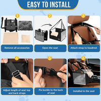 SlowTon Dog Car Seat for Small Dogs - Elevated Portable Dog Booster Seat Under 18 lbs, Pet Dog Travel Carrier with Clear Side Panel, Safety Belt and Soft Cushion
