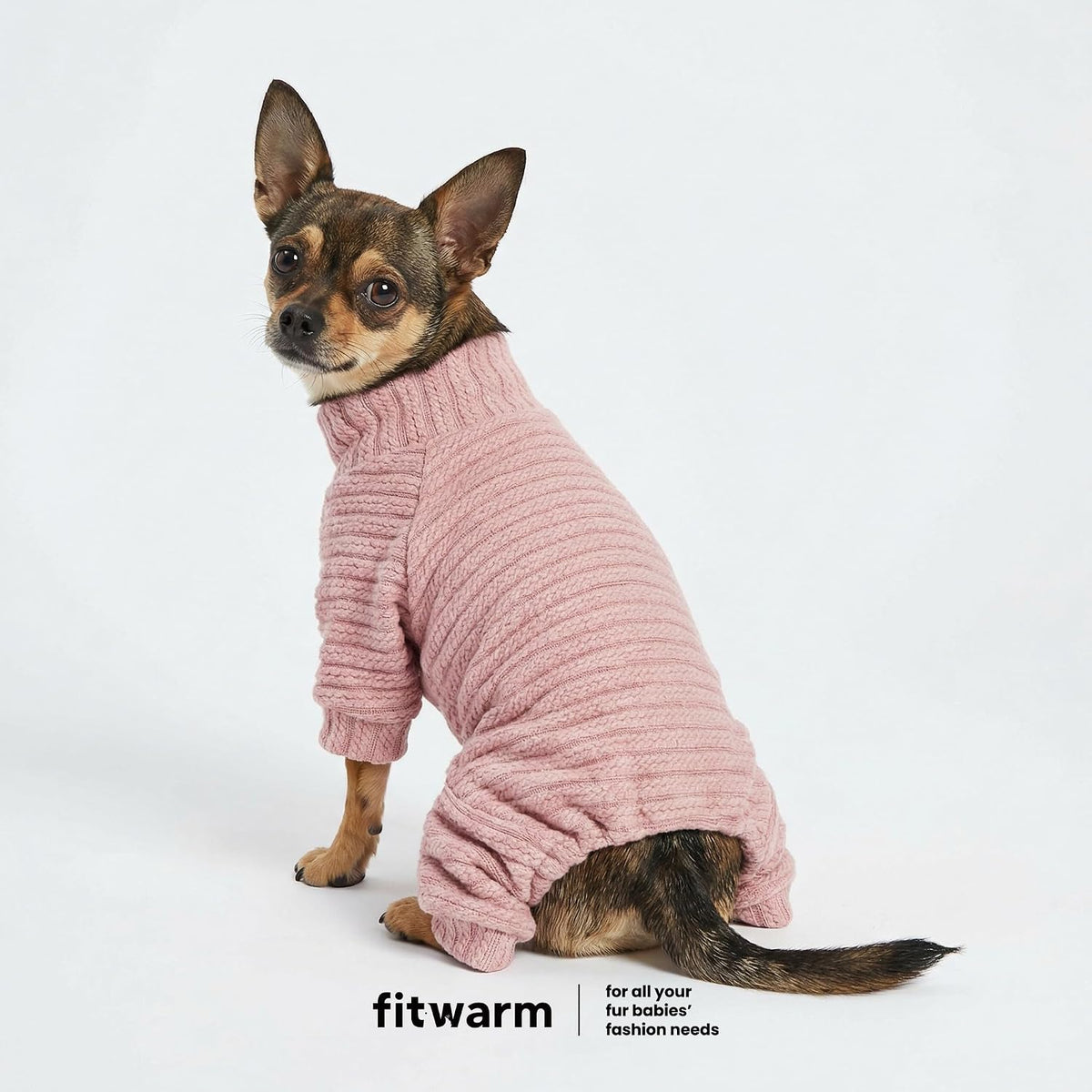 Fitwarm Turtleneck Raglan Dog Pajamas - XX-Large / Light Pink - image 2
