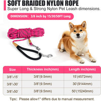 Long Dog Leash Reflective Rope Training Lead 15ft 30ft 50ft Check Cord – Essentials for Dogs - Pink / 30ft x 3/8inch - image 2
