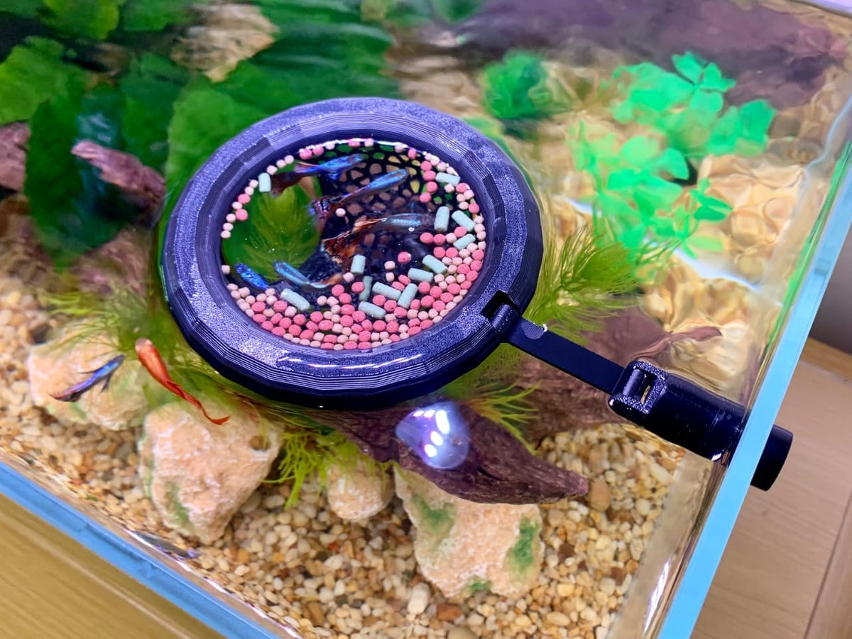 2pcs Wood Fish Feeding Ring for Aquarium，Floating Betta Hammock - Solid Black / 1pcs big magnetic version