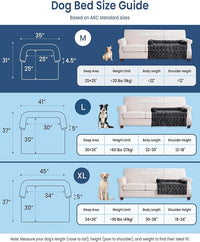 Calming Medium Dog Bed for Couch, 35 x 31 inch Removable Couch Cover for Dogs Washable, Non-Slip Fluffy Plush Dog Sofa Mat for Furniture Protector - Dark Grey