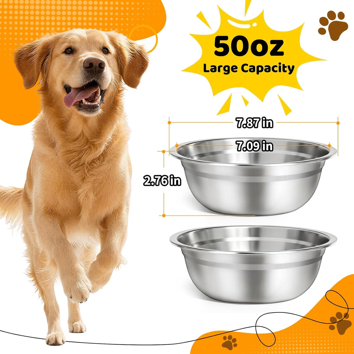 URPOWER 4 Pack 8" Stainless Steel Dog Bowls - 2 Pack - image 2