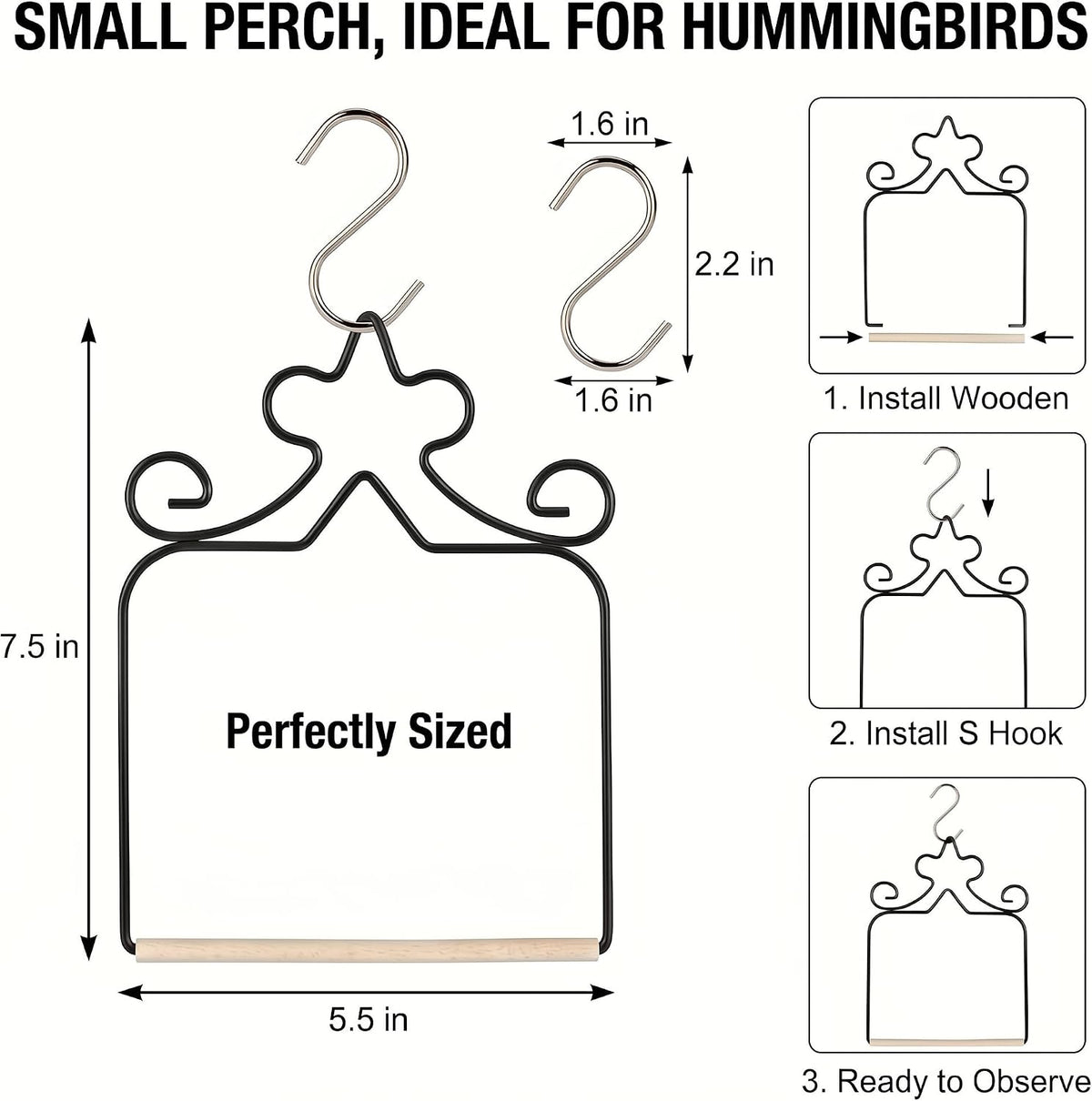 4-Pack Metal Hummingbird Swings Black – Essentials for Birds - Black - image 3