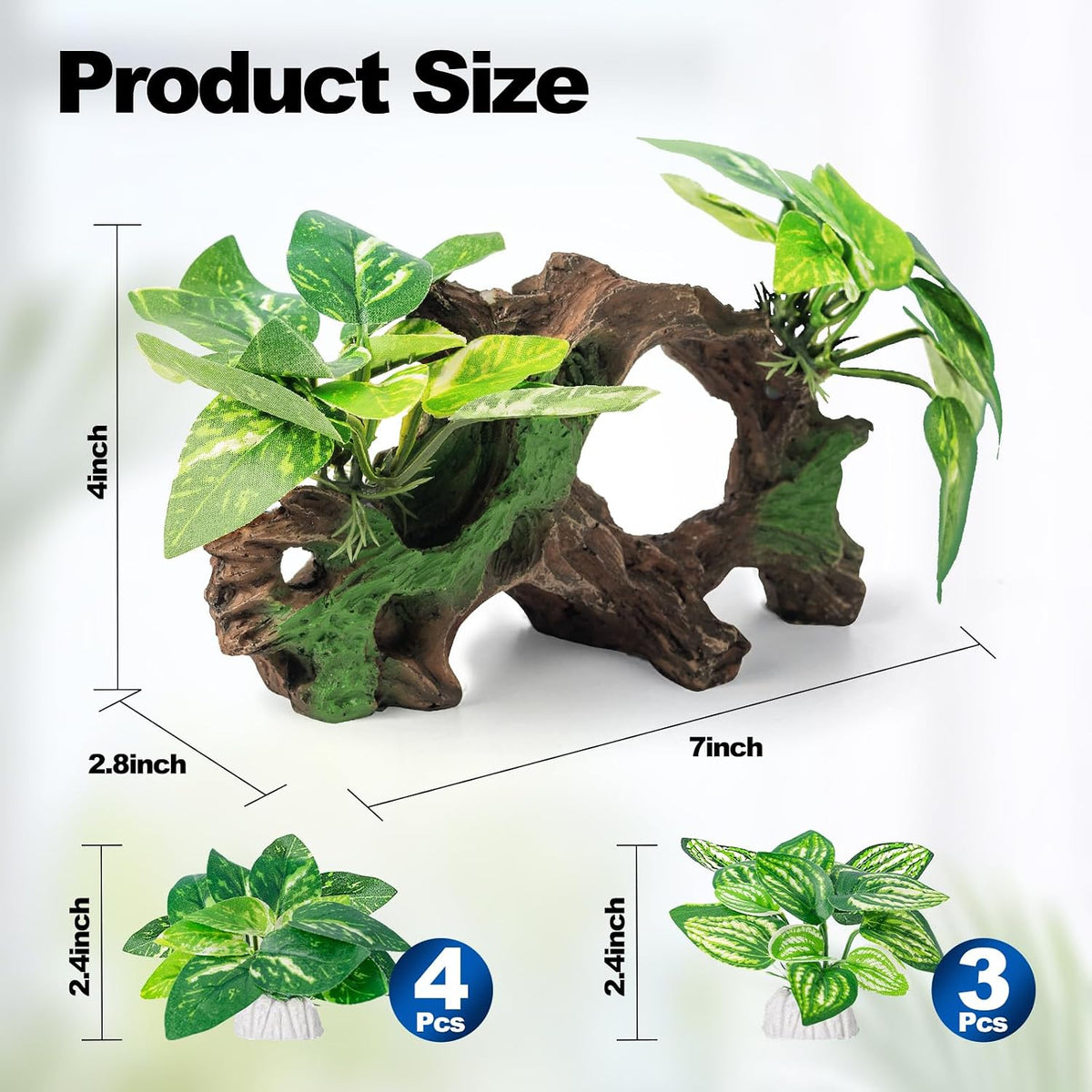 8 Pcs Driftwood Cave Aquarium Decor Decor Silk Aquarium Plants Leaves - image 2