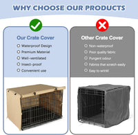 Akinerri Dog Crate Cover, Double Door Waterproof Kennel Cover - 29.9"L x 18.9"W x 20.9"H / Beige - image 3