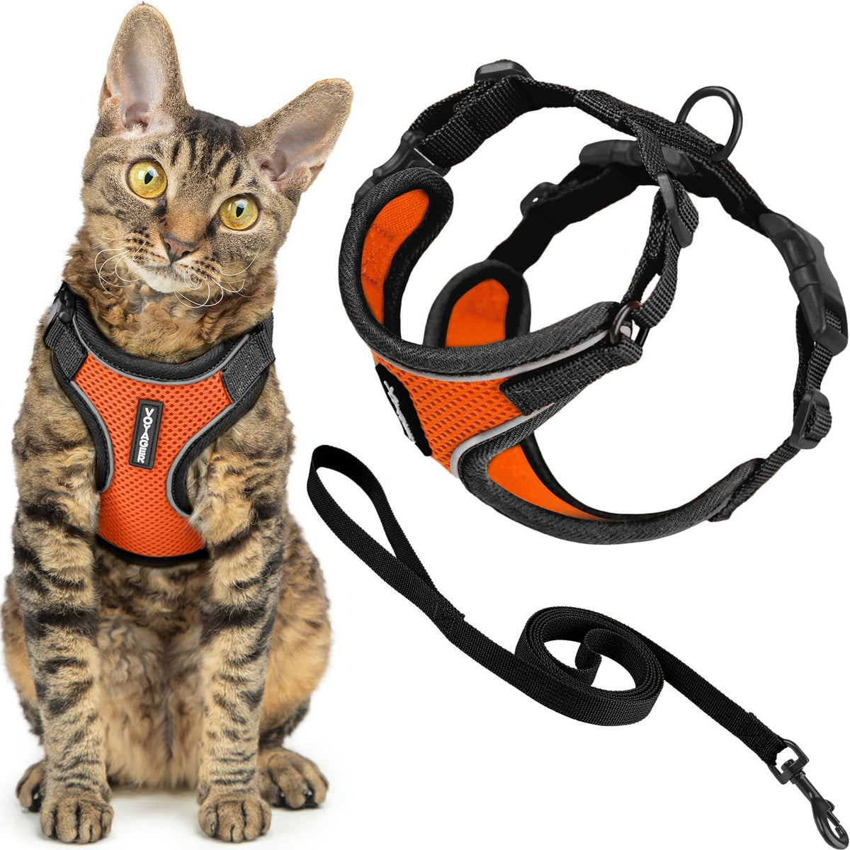Voyager Escape-Proof Step-in Harness & Leash, Orange - Black Trim-Orange (327) / S (Chest: 15 - 18")